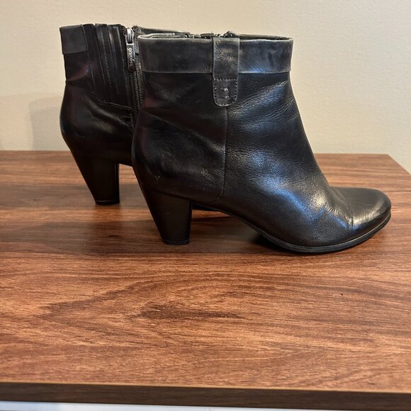 Regarde-Le-Ciel Womens Boot Sz 41 9.5 Black Leather Bootie Block Heel Ankle - Picture 6 of 12